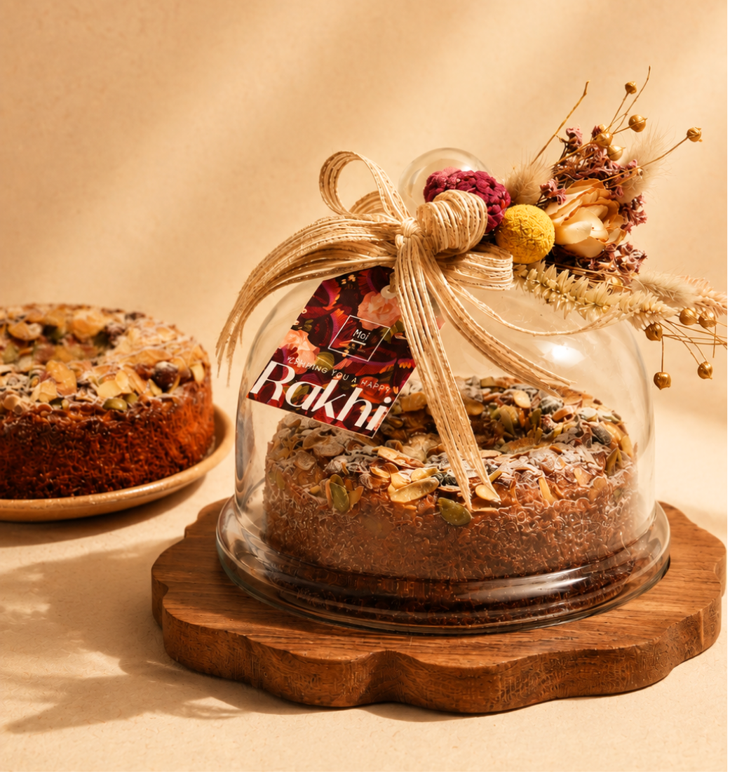 Nutty Mawa Cake in Glass Cloche (350g)